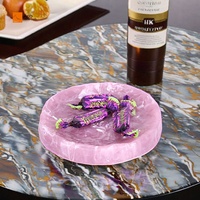 Bandeja Artesanal de Resina Rosa com Textura de Mármore em Espiral, Bandeja de Servir de Camada Única para Banheiro, Bandeja de Buffet de Qualidade com Enchimento de Pedra para Frutas e Joias