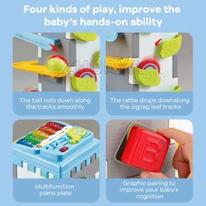 Zhorya Jouet de jeu de piste multifonctionnel pour enfants, avec maison, voiture coulissante, jeu d'association de formes, trieur de balles, piste de piano et musique - Product Image 3