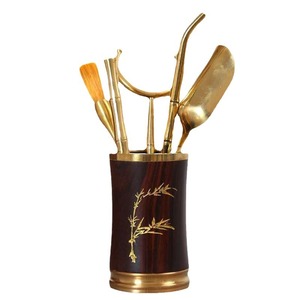 Copper Wood <b>Tea</b> <b>Set</b> Six Gentlemen Kung Fu <b>Tea</b> Utensils Cylinder Shape Office Home Use - Product Image 4