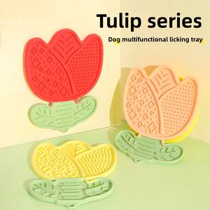 <span class=keywords><strong>Tulipe</strong></span> petit chien moyen Silicone Anti-étouffement tapis de nourriture lente plaque de léchage multifonctionnelle bols pour animaux de compagnie mangeoires - Product Image 2