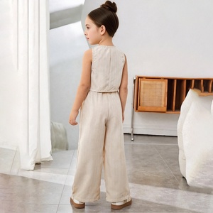 Ensemble élégant 2 pièces : Gilet sans manches et <span class=keywords><strong>pantalon</strong></span> large <span class=keywords><strong>pour</strong></span> adolescente et préadolescente, idéal <span class=keywords><strong>pour</strong></span> les occasions décontractées, formelles ou quotidiennes - Product Image 4