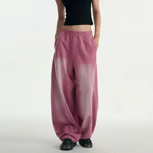 Custom Heavyweight French Terry Sweatpants Women Oversized Vintage Acid Wash Baggy Sweatpants