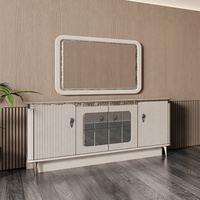 Weißer Weinschrank für Esszimmer und Wohnzimmer, Holz-Vitrine mit Glasfront, Moderner Luxus-Weinschrank zur Aufbewahrung zu Hause