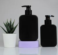 Bouteilles en plastique HDPE carrées noires personnalisées avec logo, 300 ml, pour nettoyant visage homme, savon pour le corps, lotion pour le corps, shampoing
