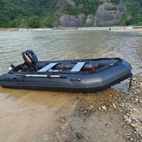 Hipalon – coque de sol gonflable en aluminium côtelé, radeau de pêche, bateau à la dérive, Packraft avec arrière en aluminium et échelle en acier inoxydable