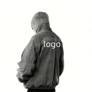 Sudadera con capucha deportiva de calle con logotipo personalizado ropa bordada 500gsm algodón polar Puff estampado Beige sudaderas con capucha y sudaderas de mezclilla para hombre - Product Image 4