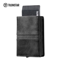 Dompet Pop Up Kulit Aluminium Anti-RFID Berkualitas Tinggi TILONSTAR TVC125M untuk Pria, dengan Tempat Kartu Kredit dan Uang Tunai