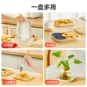 Rectangular Dish Holder For Fruit And Side Dishes Food Grade <b>Tabletop</b> Organizer Solid Color Yellow And White - Product Image 2