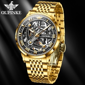 Oupinke 3173 Personnalisé De Luxe Montre Logo Oem Conception Offre Spéciale <span class=keywords><strong>WatchMen</strong></span> Squelette De Mode Poignet Automatique Montre Mécanique pour les hommes - Product Image 2
