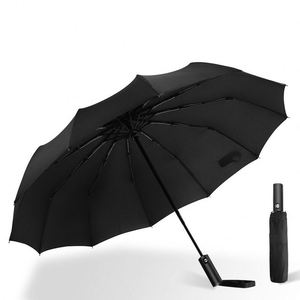 Open Auto Close Plastic Rubber Grip Automatic Business Classic Style 3 Folding <b>Umbrella</b> - Product Image 4
