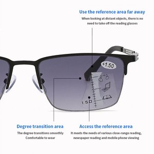 Lunettes de soleil progressives multifocales semi-cerclées de style fin, de haute qualité, bloquant <span class=keywords><strong>la</strong></span> lumière bleue, avec verres de lecture gris PC anti-lumière bleue - Product Image 3