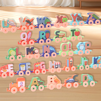 Personnalisé 26 Lettres Mini Train Ensembles Dessin Animé Alphabet Blocs de Construction Puzzle Jeu Apprentissage Jouets Éducatifs pour Enfants Garçons Filles