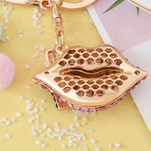 Hot Sale Stainless Steel Letter Shape Safe Lip Gloss Keychain Holder Girly <b>Charm</b> Shiny Rhinestone Lipstick <b>Keyring</b> - Product Image 4
