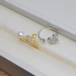 S925 Silver Swan Open Ring Earring Pin Personalized Female Pearl DIY Accessories Empty <b>Tray</b> 1325-<b>Jewelry</b> Findings Components - Product Image 3