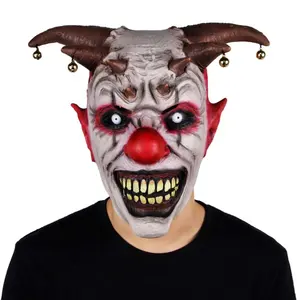 Couronne d'horreur pour Halloween et Cosplay, masque d'halloween avec cloche, visage complet, en Latex, masques pour fête