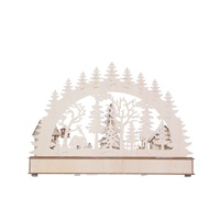 Pont en forme d'arc semi-circulaire de 45cm, pont de Village en bois à LED de noël, décoration lumineuse