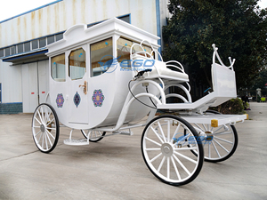 รถม้าไฟฟ้าดีไซน์คลาสสิคสีขาวลายเรโทร สำหรับ 4-6 คน แบบรถเจ้าหญิงหรูหรา  สีสั่งทำพิเศษสำหรับขาย - Product Image 2