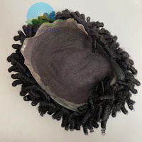 Topper de cheveux naturels bouclés pour femme, 12x13 pouces, 15 mm, couleur noire, cheveux indiens Remy Q6, dentelle transparente, toupet pour femme