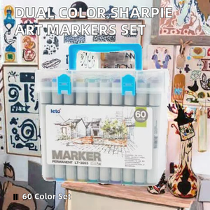 プレミアムデュアルカラフルな<span class=keywords><strong>Sharpie</strong></span>アートマーカーコピスケッチハイライターペンセット子供用アルコールベースの永久紙ガラス6mmファイン - Product Image 3