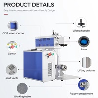 Machine de marquage CO2 de type split 20W 30W 50W 100W, nouvelle, portable, de table, avec axe rotatif DXF pour tasses, bouteilles, gobelets métalliques, usage industriel