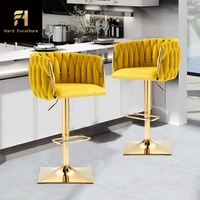 Tabourets de bar modernes en velours 360 rotatifs en métal doré siège haut table à hauteur réglable cuisine contemporaine salle à manger bar en acier