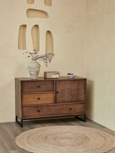 Commode américaine en bois massif, style moderne et luxueux, ancienne armoire de rangement pour salon, grande capacité, 4 tiroirs, pour la maison - Product Image 6