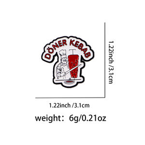 Pins de esmalte con diseño de <span class=keywords><strong>Kebab</strong></span>, broches de chef, insignias y pins de solapa para mochilas, bolsos, ropa, decoración, joyería de moda y regalos para amigos - Product Image 2