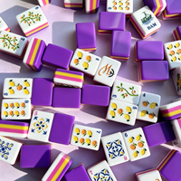 Ensemble de Mahjong Américain de Luxe en Acrylique à 4 Couches, Motif Jardin de Citrons, Tuiles de Mahjong Gravées à la Main pour Jeu Familial et Cadeau