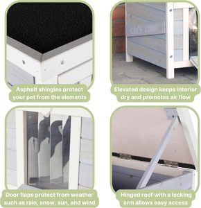 Condo pour chat en bois résistant aux intempéries avec toit à charnières et porte rabattable pour l'abri des chats errants - Product Image 4
