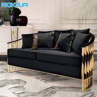 Nouveau design, ensemble de canapés en tissu, ensemble de canapés à armature métallique dorée brillante torsadée, meubles de salon, canapé-fauteuil rembourré 1 2 3 places