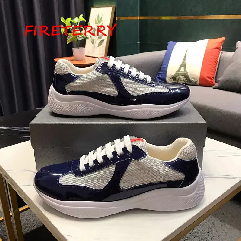 Men America's Cup luxury designer shoes luxury brand for patent leather and technical fabric sneakers