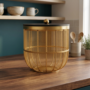 Panier et Conteneur de Rangement pour Légumes avec Support Décoratif en Bois Noir pour Comptoir, Idéal pour la Cuisine et les Restaurants - Product Image 4