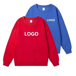 Sweat-shirt unisexe à col rond, rouge et bleu, en coton tricoté uni, décontracté, surdimensionné, respirant, écologique, pour l'hiver - Product Image 1