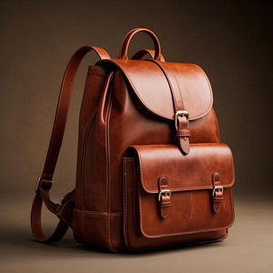 Ransel kulit sapi asli cokelat kustom pria tas Laptop kantor bisnis desain kustom - Product Image 6