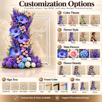 Cadre de toile de fond en fleurs artificielles réalistes en EVA violettes, grande décoration personnalisée pour mariage, cérémonie de remise des diplômes, événement extérieur, photomaton