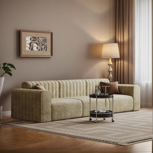 Sofá Modular de Tela de Diseño Retro Vintage, Línea Recta, Tres Plazas, para Sala de Estar, Casa de Huéspedes, Salón, Área de Recepción - Product Image 2