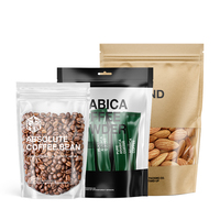 Sachets personnalisés imprimés mats à fond plat en aluminium Mylar, sacs d'emballage alimentaire pour thé vert, sacs en plastique kraft brun avec fermeture éclair