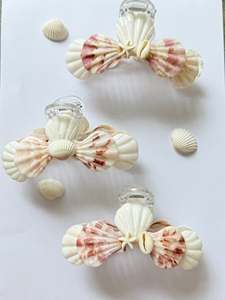 Pince à cheveux artisanale en coquillages naturels du Vietnam, écologique, faite à la main, souvenir moderne, taille personnalisable - Product Image 2