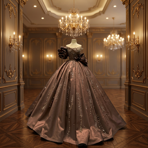 Vestido de Gala Borgoña con Hombros Descubiertos, Cuentas, Estilo Vintage, Cintura Imperio, Largo hasta el Suelo, Cola Desmontable, de Satén Brillante - Product Image 2