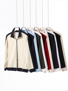 Fabricantes de ropa personalizados 380 gramos Color bloqueado <span class=keywords><strong>doble</strong></span> cremallera Stand Collar hombres suéter cárdigan abrigo de manga larga. - Product Image 6