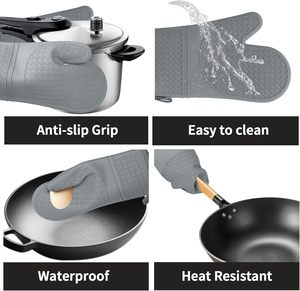 Gants de cuisine en silicone résistants à la chaleur, antidérapants, imperméables, lavables au lave-vaisselle, pour la cuisson au barbecue et la protection des mains - Product Image 5