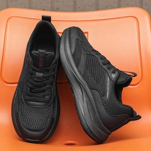 <b>Men</b> Running <b>Shoes</b> Mesh Upper Rubber Outsole EVA Midsole Summer <b>Lightweight</b> Breathable Black Athletic <b>Shoes</b> - Product Image 1