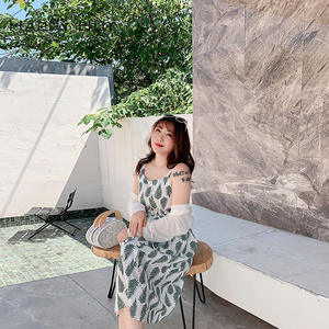 Cárdigan de punto de verano para mujer Marrykiss, talla grande, manga corta, blanco y verde, estilo vacacional, capa transparente N7065 - Product Image 1