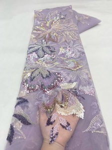 Ni. Ai thiết kế mới đầy màu sắc sequin ren hoa thêu vải đính cườm ren vải Rhinestone ren vải với trình tự - Product Image 5