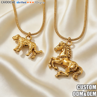 Bijoux CAIOOCHE pour hommes, collier chaîne serpent plaqué or avec pendentif léopard et cheval, bijoux plaqués or 18 carats