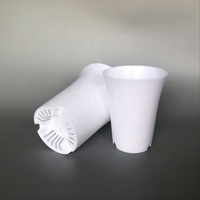 Pot Tanaman Plastik Bulat Kecil Putih Hitam 6.5*7.5cm, Pot Jaring untuk Kaktus Sukulen, Cocok untuk Balkon