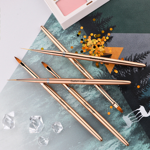 Золотисто-каштановый от китайского поставщика, роскошные ювелирные изделия из чистого цвета розового золота с металлической ручкой 3D УФ-гель тонкий лайнер Nail <span class=keywords><strong>Art</strong></span> Кисть для макияжа кисть для ногтей кисть, 5 шт. в наборе - Product Image 6