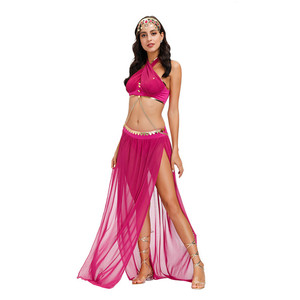 Carnaval Cosplay princesa árabe disfraz mujer Sexy espalda descubierta malla danza del vientre vestido - Product Image 6