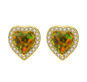 Wholesale Exquisite S925 Sterling Silver Heart Cut <b>Opal</b> CZ Stud <b>Earrings</b> For Women Fashion Jewelry Gift - Product Image 1