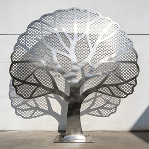 ประติมากรรมรูปต้นไม้สไตล์ธรรมชาติ ขนาดใหญ่ ผลิตโดย OEM ทำจากสแตนเลสขัดเงา สำหรับตกแต่งภายนอก - Product Image 2